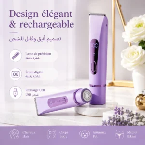 Rasoir électrique féminin rechargeable 2-en-1 avec lame de précision
