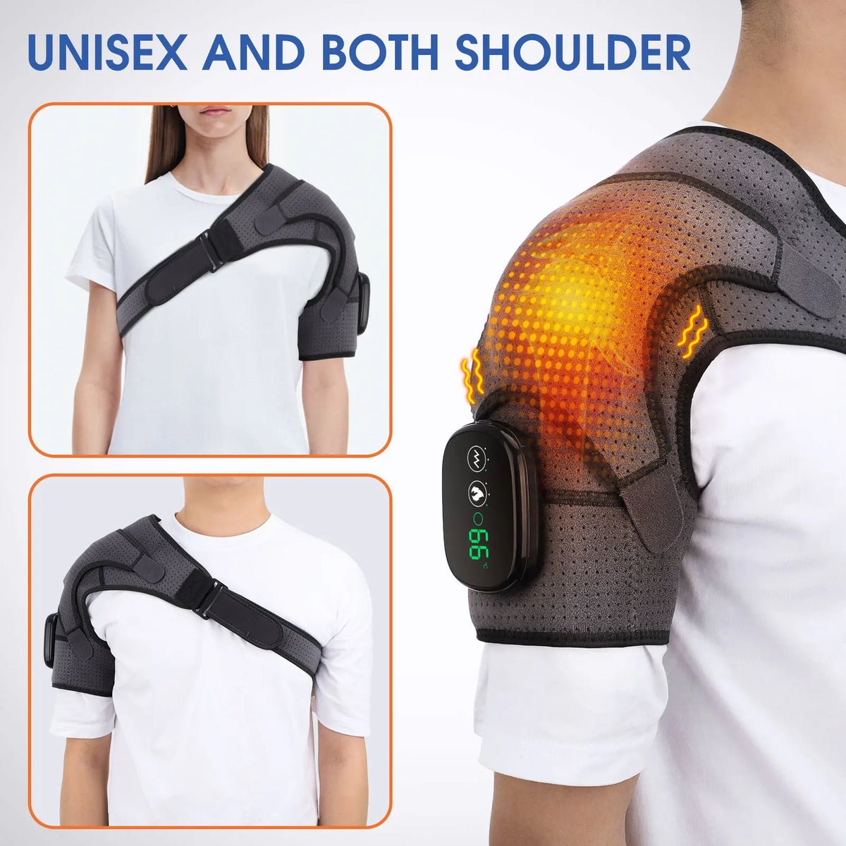 Épaulière chauffante rechargeable avec massage 2-en-1 – Image 2