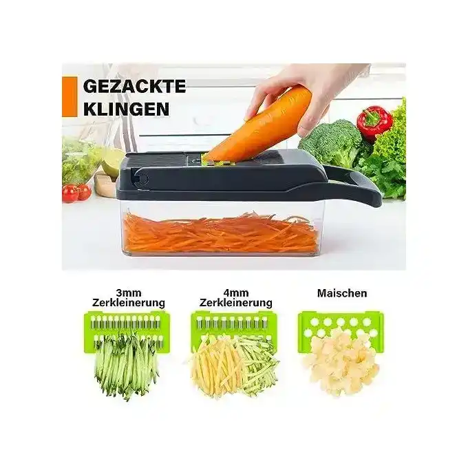 Coupe-légumes multifonction 8-en-1 avec récipient – Image 3